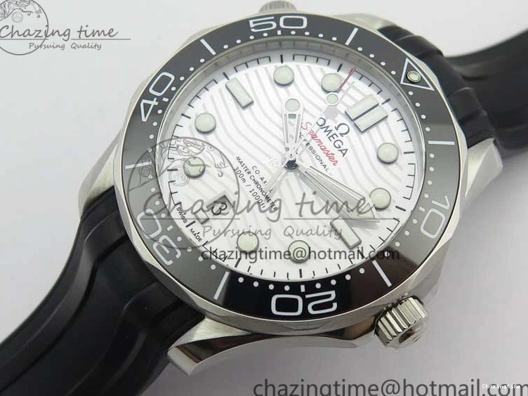 0410 2019 Seamaster Diver 300M OMF Best Edition Black Ceramic White Dial on Black Rubber Strap A WaterResistant 7938